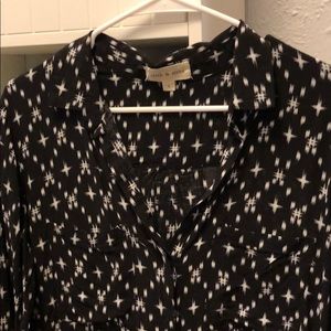 Black geometric button down